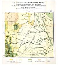 OLD 1879 Map Great Plains Wyoming Nebraska Colorado Dakota Kansas MILITARY FORTS