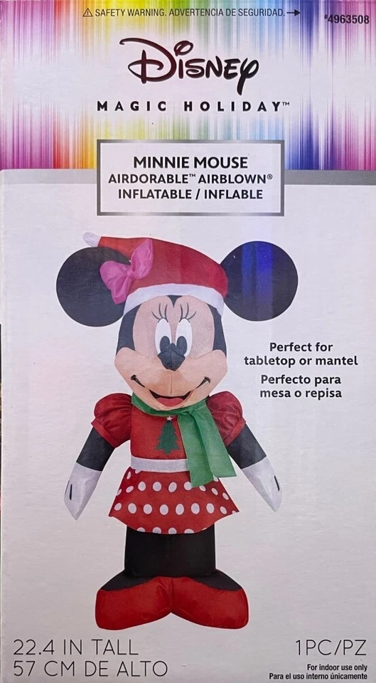 Gemmy Disney Magic Holiday Indoor Minnie Mouse 23.6 inch Inflatable Christmas