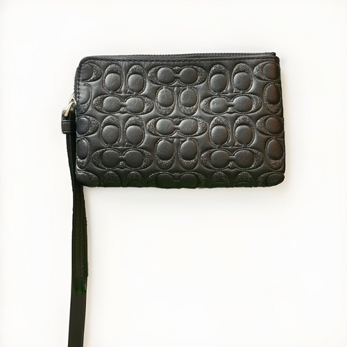 Polso COACH con cerniera ad angolo Pelle nera con glitter con cinturino da polso