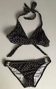 Bikini para mujer Raisins negro blanco lunares de 2 piezas parte superior/anillo inferior dorado talla S - Imagen 1 de 10