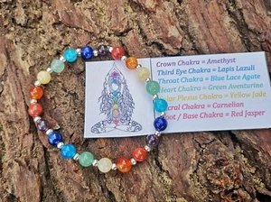 7 CHAKRA BRACELET GENUINE HEALING GEMSTONE CRYSTAL ENERGY BRACELET REIKI YOGA - Picture 1 of 1