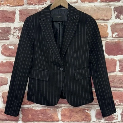 Blazer Banana Republic Mujer 0 Negro Gris Rayas Carrera Trabajo Oficina Chaqueta Foto 1 de 4