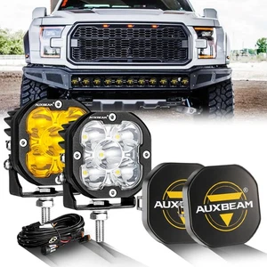 AUXBEAM 2pcs 3" LED Work Light Amber White Spot Pods +Black Cover For Jeep JL - Picture 1 of 12