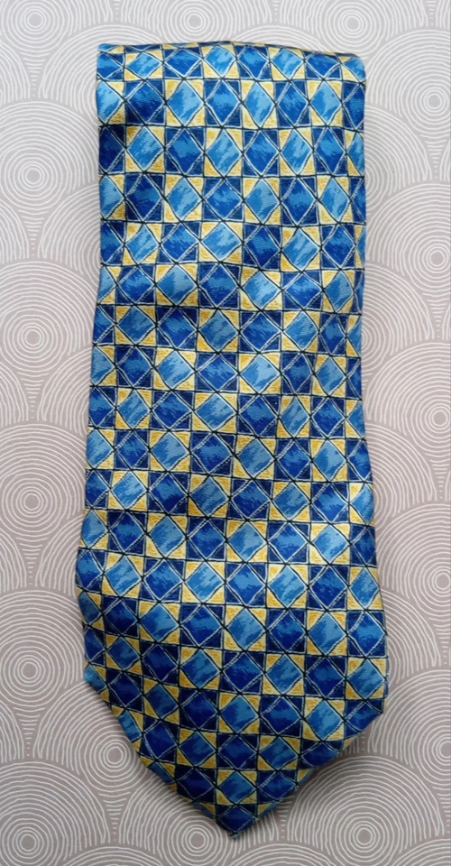 Jonelle - Vintage años 90 - 100% seda - patrón gato - corbata - oro azul marino  Foto 1 de 1