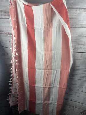 Victoria's Secret Fringe Beach Towel Throw Blanket One Size Red Striped Picnic - Image 1 of 4