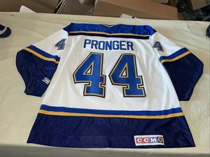 Chris Pronger St Louis Blues CCM Trikot Clean Mic Genäht Herren Xl Vintage Nhl Weiß - Bild 1 von 9