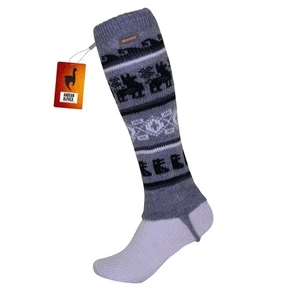 HANDMADE ANDEAN ALPACA LIGHT GRAY LEG WARMER - Picture 1 of 6