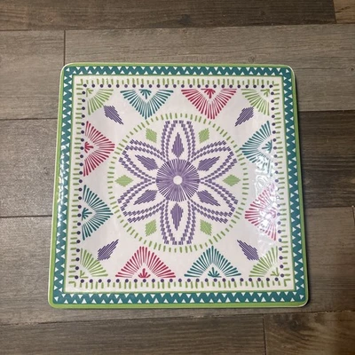 HD Designs Indoor/Outdoor Melamine 14"x14" Square Colorful  Serving Tray - Image 1 of 4