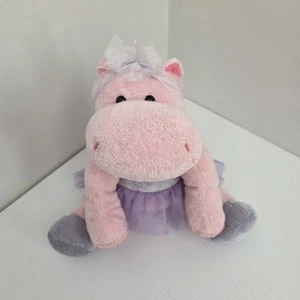 RUSS BERRIE Pink Purple Dancing Darly Hippo Plush 25cm Stuffed Animal Ballerina - Picture 1 of 6