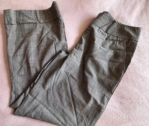Linea Size 14 Black Wool plaid trousers wide leg Work office Smart formal *flaw* - Picture 1 of 20