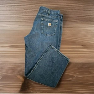 Carhartt Men's Blue Denim Jeans Relaxed Fit Size 38x30 Dark Stone - Picture 1 of 5