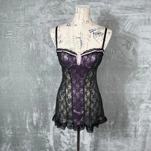Victoria’s Secret Lace Dress Lingerie 34B Babydoll Whimsigoth Bustier Sheer Y2K - Picture 1 of 13