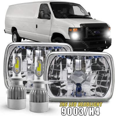 Par de faróis de LED 5x7 7x6" Hi&Lo DRL para 1982-2012 Ford E150 E250 E350 Van - Imagem 1 de 4