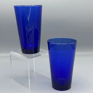 Vintage 2 Anchor Hocking Cobalt Blue Glass Tumbler 16 oz 6" Tall Retro Kitchen - Imagen 1 de 8