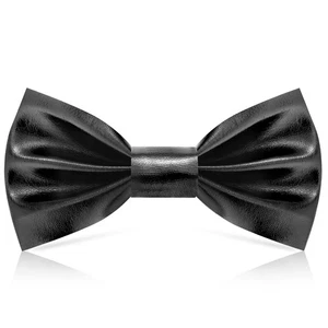 Neptniopllab Boys Metallic Leather Bow Tie Adjustable Black Size 4-12 - Picture 1 of 7