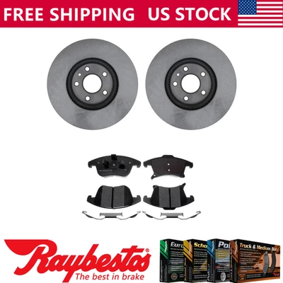 Rotores de freno delanteros + pastillas de freno de cerámica y herrajes para Ford Fusion 2013-2019 Foto 1 de 4