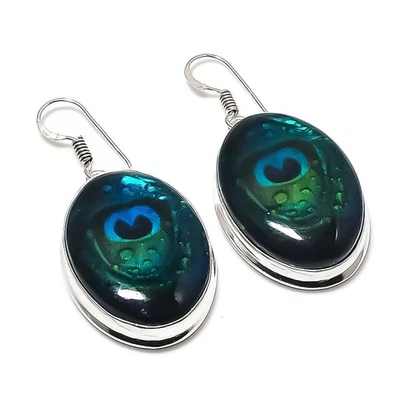 Pendiente Joyería Plata Esterlina 925 Ópalo Triple Verde Natural 1.97" Regalo B216 Foto 1 de 4