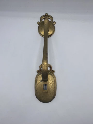 Vintage Heavy Brass Spade Exterior Front Door Handle Pull 11 1/2โ Cover