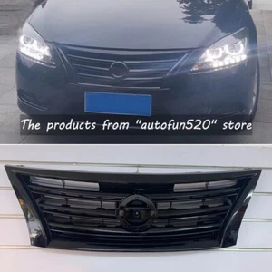 For Nissan Sentra 2013 2014 2015 Gloss Black Front Upper Grill Bumper Grille ABS - Picture 1 of 2