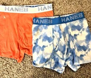 Hanes Men's Comfort Flex Boxer Briefs 2-Pack Size Small Cloud Pattern & Orange - Picture 1 of 7