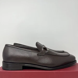 Salvatore Ferragamo Rolly Leather Loafers Size 11.5 EE Brown Pebble - Picture 1 of 9