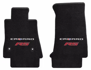 NEW! Black Carpet Floor Mats 2016-2024 Camaro Embroidered RS Double Logo Red Pr - Picture 1 of 12