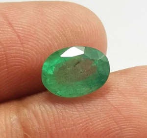 2.67 Ct Natural Top Green Zambia Emerald Oval Cut 10x7 MM Untreated Good Luster - Picture 1 of 12