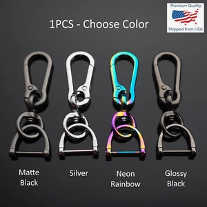 Keychain Clip Bag Belt Ergonomic Men Women Ring Key 360 Fob D-Ring Buckle Holder - Picture 1 of 11