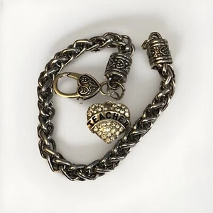 Silberfarbene Kette Kristall Pave Herz Lehrer Bettelarmband - Bild 1 von 7