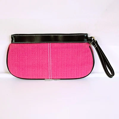 Victoria's Secret Wristlet Clutch Bag. Pink Black Trim. Magnetic Closure - Image 1 of 4