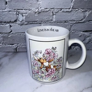 Vintage Japanese Papél “Love Is In The Air” Rabbit & Flowers Coffee Tea Mug✅ - Picture 1 of 9