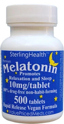 Melatonin 10 mg, 500 count, Rapid Release, Vegan, Super Strength - Image 1 of 4