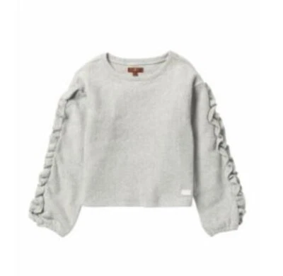 Suéter suéter gris jaspeado con volantes talla mediana 7 for All Mankind para niñas Foto 1 de 4