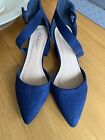 LADIES BLUE ANKLE STRAP Faux Suede SHOES. SIZE 4.5 . Worn Once Only. 