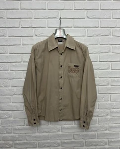 Camisa De Colección Para Hombre D&G Dolce & Gabbana Logo Grande Botón Delantero Beige Talla M-L - Imagen 1 de 10