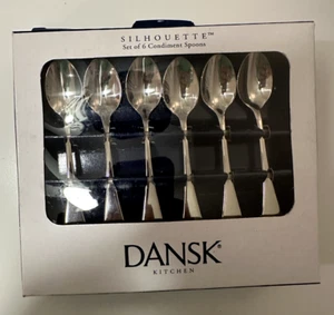 Set of 6 Dansk Silhouette Glossy Stainless condiment spoons 15414GB - Picture 1 of 3
