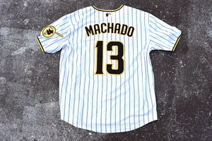 New! Manny Machado San Diego Padres White Pinstripe Baseball Jersey Adult XXXL - Picture 1 of 2