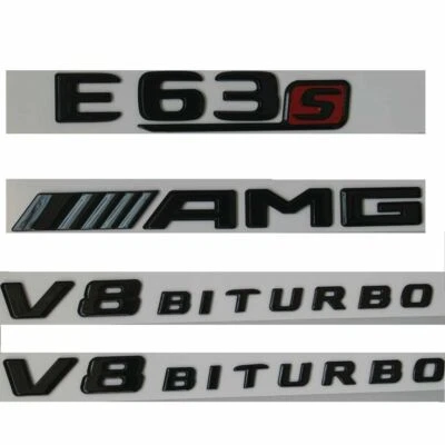 Gloss Black Letters E63s AMG V8 BITURBO Emblems for Mercedes Benz W212 W213 - Image 1 of 3