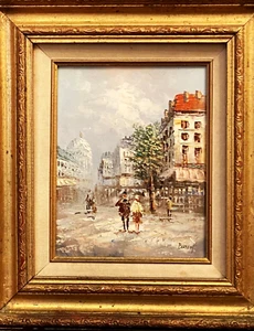 VTG Original Oil / Board Parisian Street Scene, Signed Burnett, Framed! - Picture 1 of 12