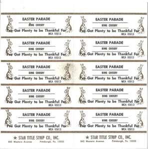 Jukebox Title Strip Sheet - Bing Crosby: "Easter Parade" original from 1973 - Picture 1 of 1