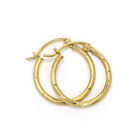 15Mm 9 Karat Gelbgold Muster Sleeper Hoop Creole Ohrringe  9Ct Gold Earrings