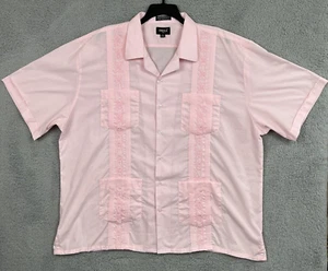 Omega Italy Guayabera Shirt Mens 4X Pink Short Sleeve Cuban Beach Wedding - Picture 1 of 20
