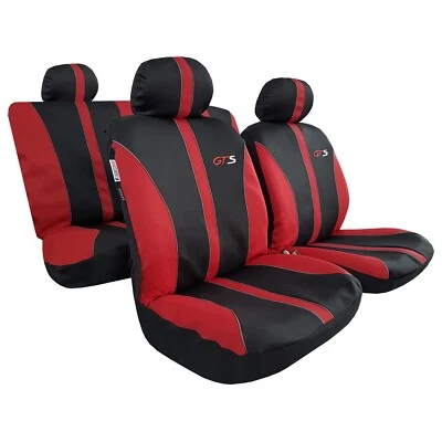 LUCKZHMOTO For Toyota Auto Car Seat Covers Full Set Black Red Poly Cotton 9PCS