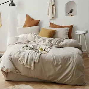 West Elm Full Size Duvet Cover Set 2 Pillowcases Taupe Stone Color Bedding NEW - Picture 1 of 2