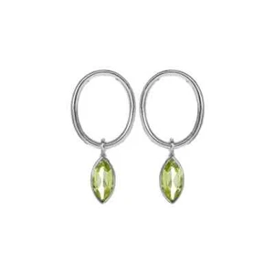 Marquise Peridot Hoop Earrings Sterling Silver 925 Hallmarked Brand New Boxed - Picture 1 of 3
