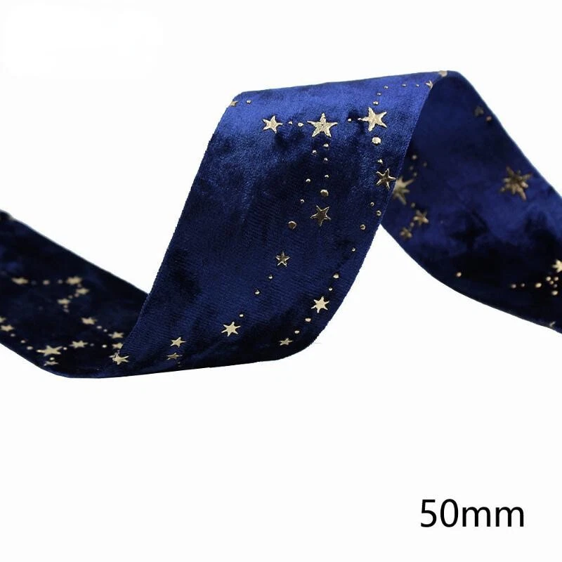 5/10 Meters Bronzing Velvet Ribbon Double-sided Webbing Starry Pressed Strips - Image 1 of 4