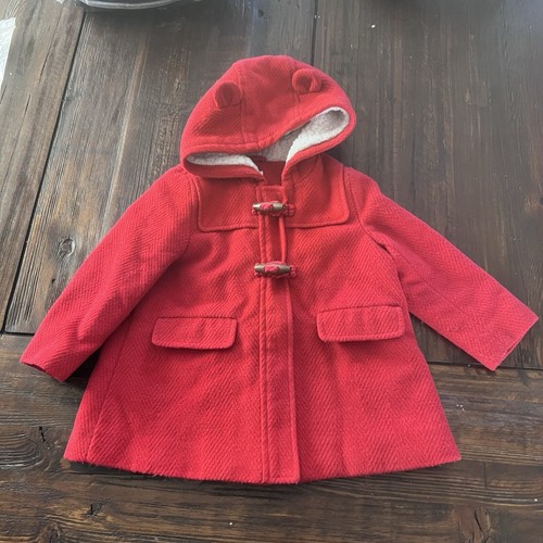 VALENTINO Cappotto vestito invernale bambina Baby Gap 18 24 mesi rosso con cappuccio foderato misto lana