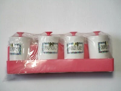 Contenedor de almacenamiento rosa blanco mini soporte para especias de cocina Barbie casa de campo nuevo en paquete Foto 1 de 4