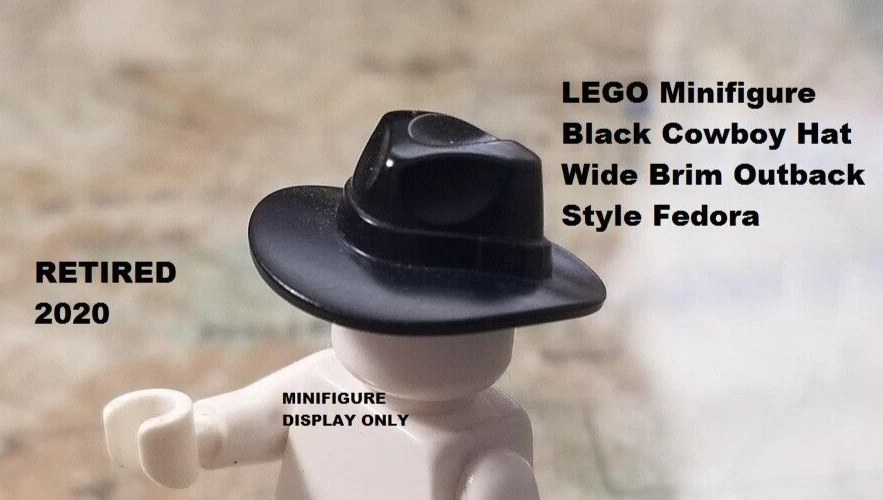 LEGO Minifigura Sombrero de Vaquero Negro Ala Ancha Outback Estilo Fedora Country Western Foto 1 de 1