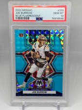 JOE BURROW 2022 Mosaic Blue Flourescent 14/15 Card 255 Cincinnati Bengals PSA 10